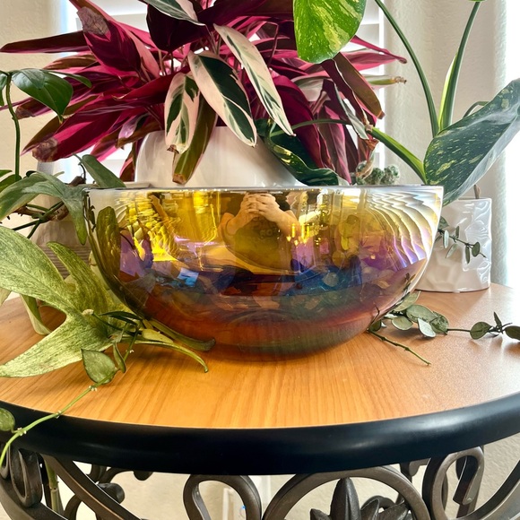 Source Unknown Other - Carnival Glass Vintage Bowl Hand Blown